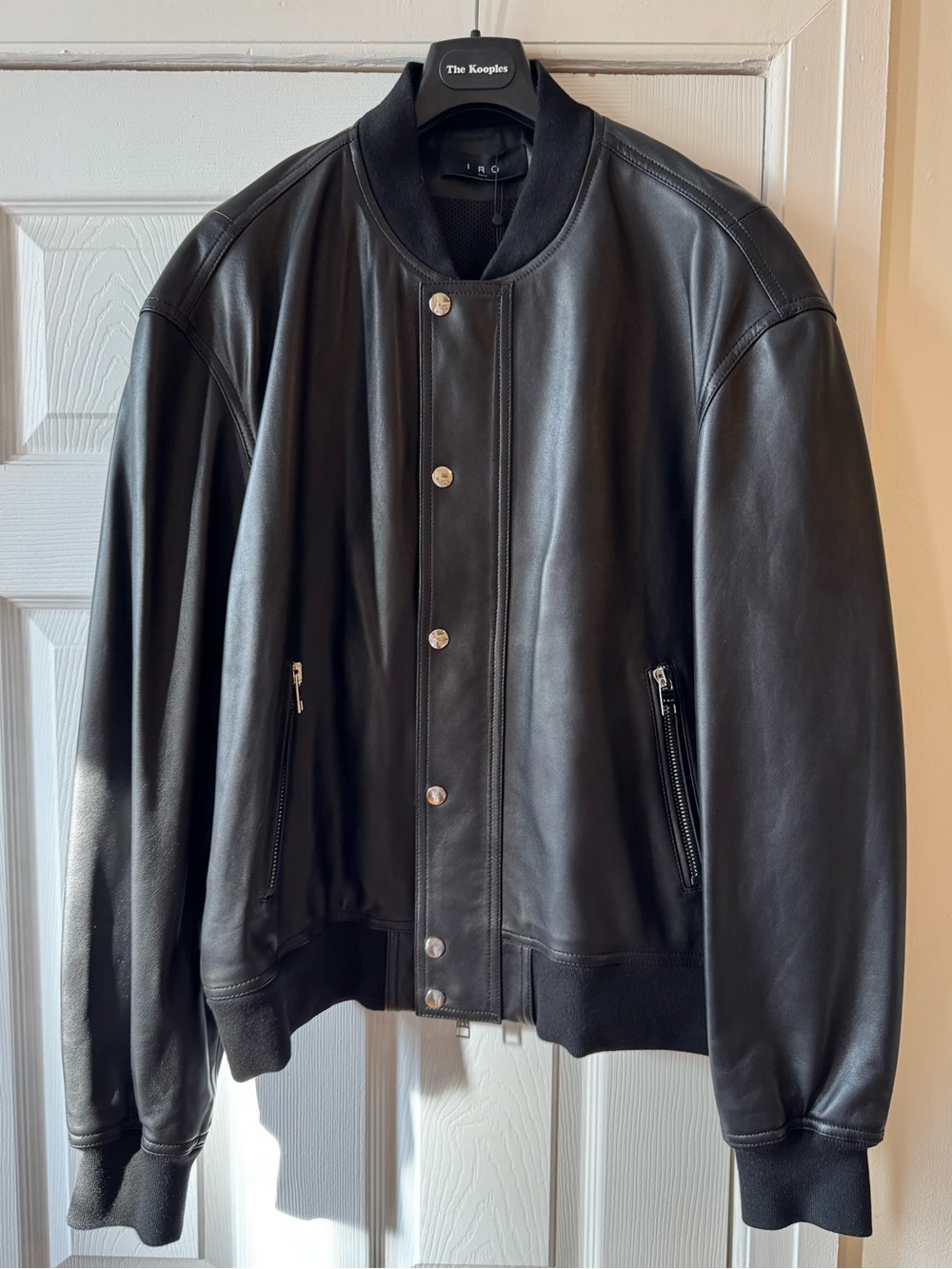 IRO PARIS Black Leather Bomber Jacket